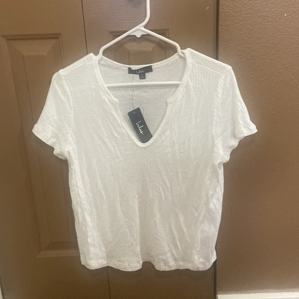 🚨 NWT Lulu's Comfort Cutie White Short Sleeve Waffle Tee - Picture 5 of 9